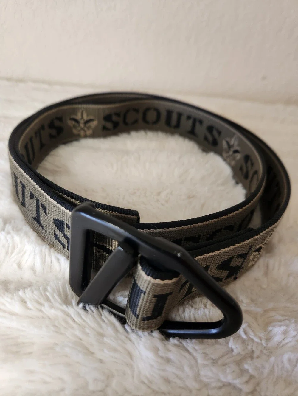Scouts Webbing Belt with Black Buckle - Tan/Black/Olive